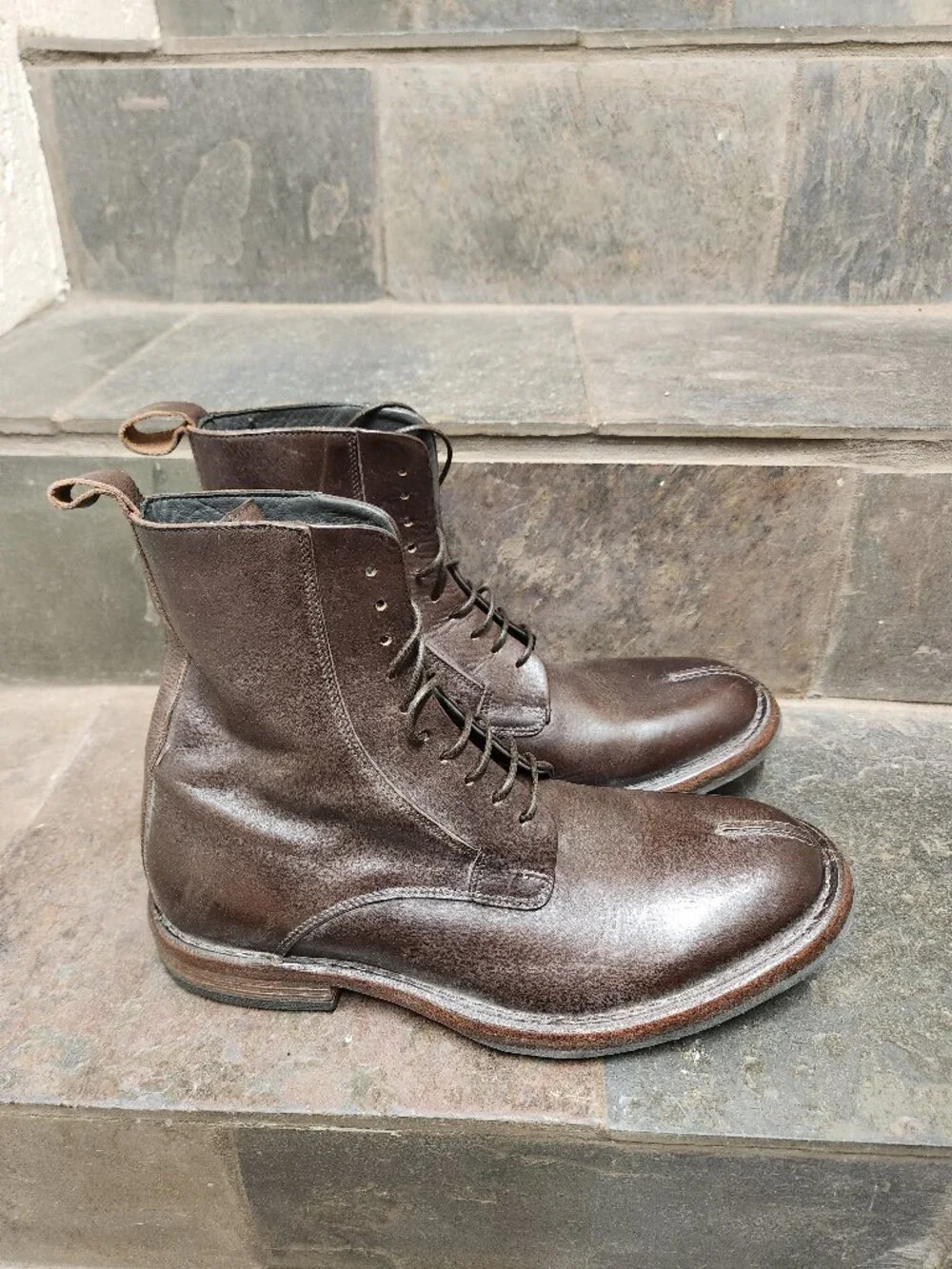 MOMA Men's Hand-made Italian Calfskin Lace-up Boots, Brown Size 9 (Eu 42 1/2)
